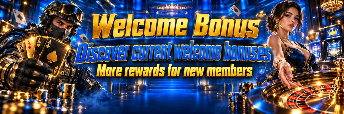 Tactical casino soldier and glamorous female host framed by blue metallic panels, golden cards and glowing casino interface symbols