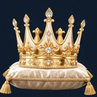 Gold crown on cushion — CuntSpin